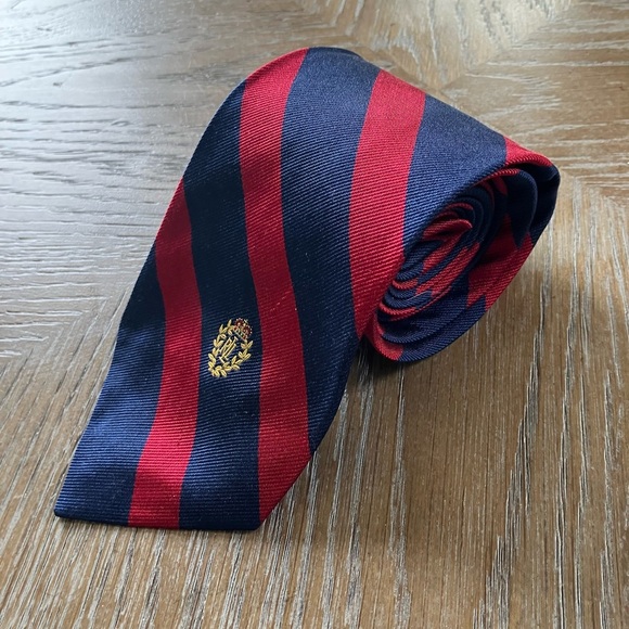 Ralph Lauren Other - Vintage Lauren Ralph Lauren Blue & Red Stripe Silk Hand Finished Tie with Logo